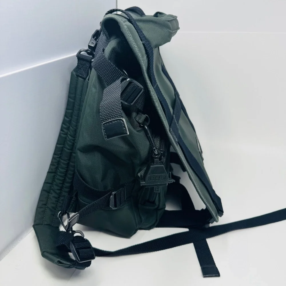 Kipling Hacker Green Nylon Flap Drawstring‎ Backpack Bag